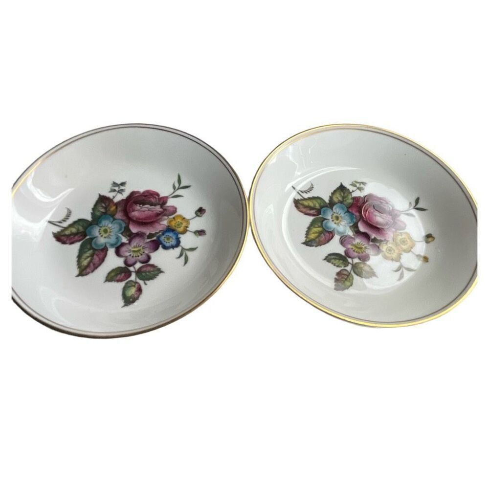 Set of 2 Royal Worcester hand-painted bone China coasters.